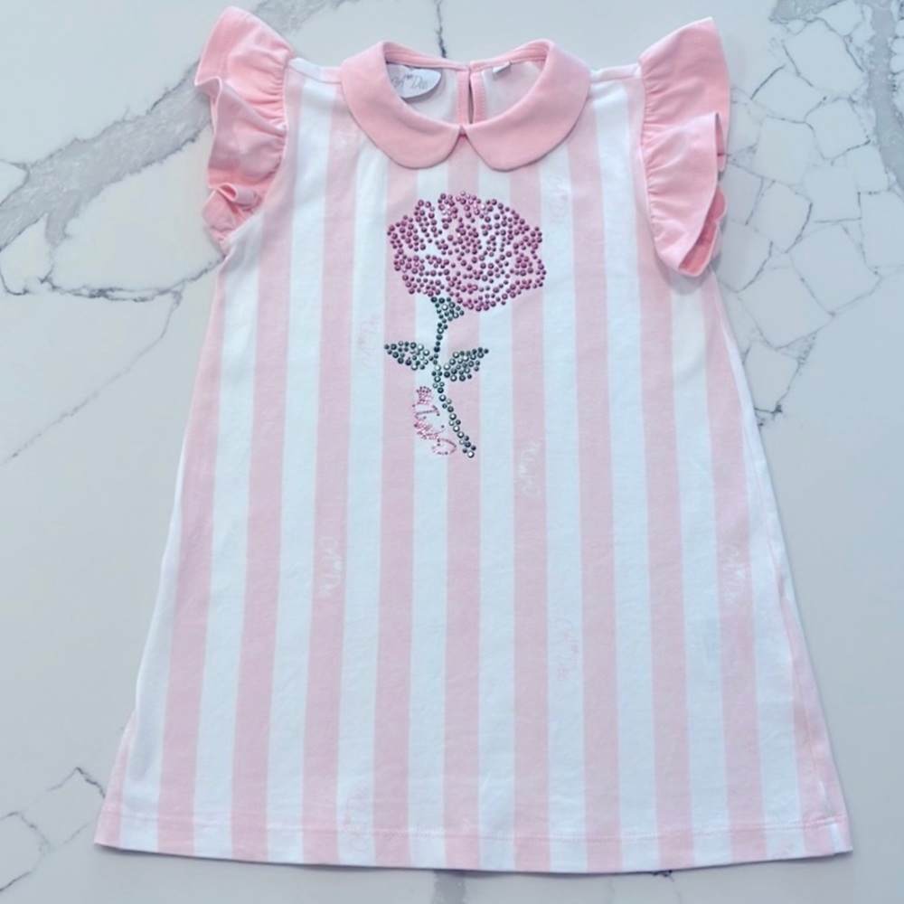 Pink & White Stripe Rose Dress